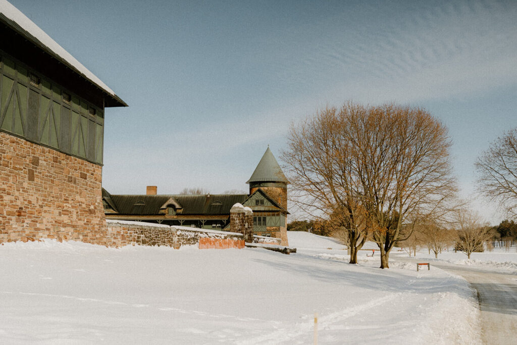 Winter photos at Shelburne Farms - Farm Barn
